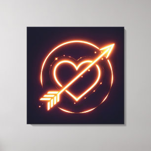 glowing image of a heart with cupid's arrow canvas print