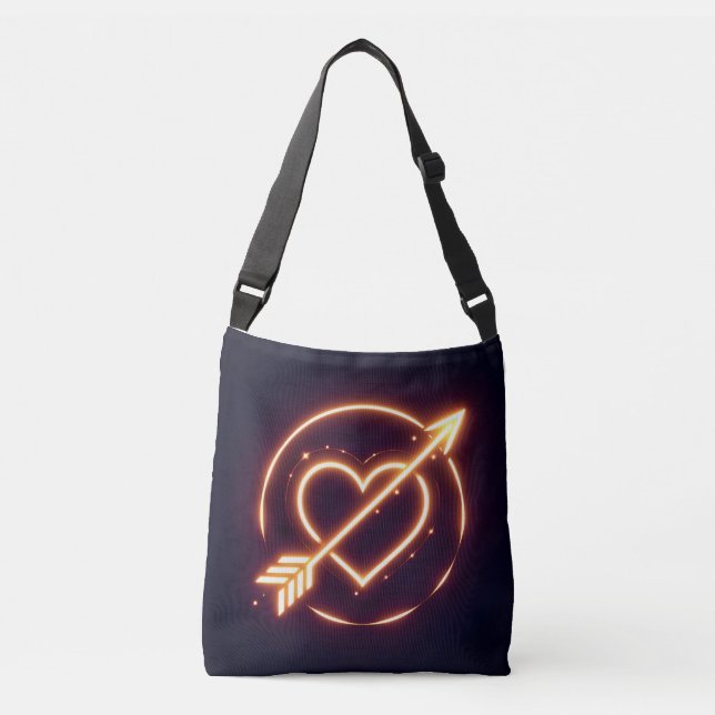 glowing image of a heart with cupid's arrow crossbody bag (Front)