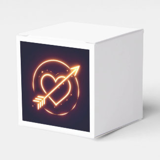 glowing image of a heart with cupid's arrow favour box