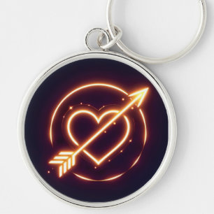 glowing image of a heart with cupid's arrow key ring