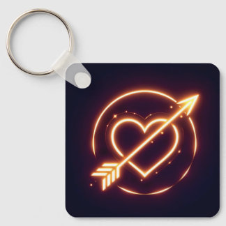 glowing image of a heart with cupid's arrow key ring