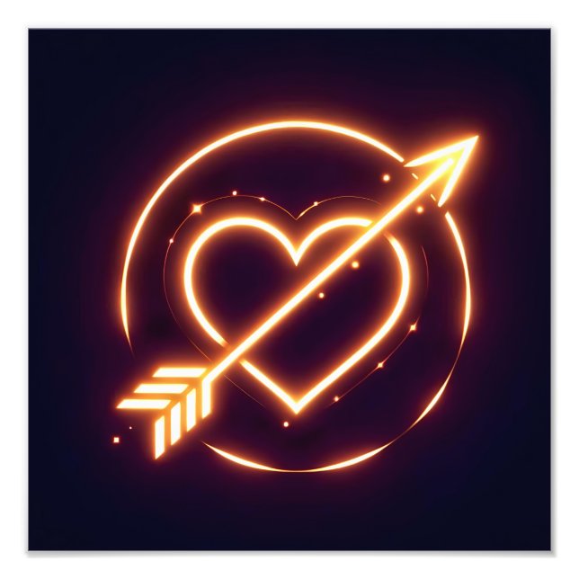glowing image of a heart with cupid's arrow photo print (Front)
