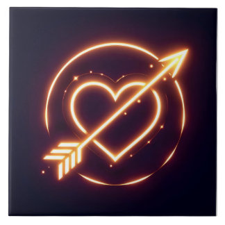 glowing image of a heart with cupid's arrow tile