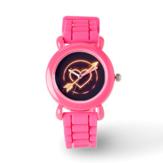 glowing image of a heart with cupid's arrow watch