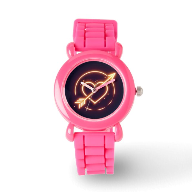 glowing image of a heart with cupid's arrow watch (Front)