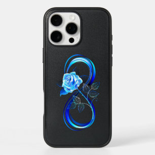 Glowing infinity with blue rose