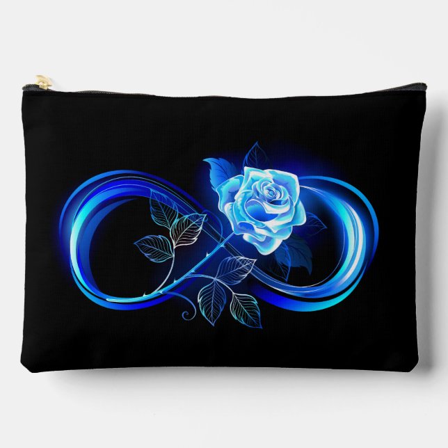 Glowing infinity with blue rose accessory pouch (Front)