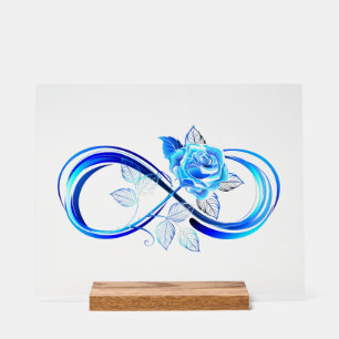 Glowing infinity with blue rose acrylic sign
