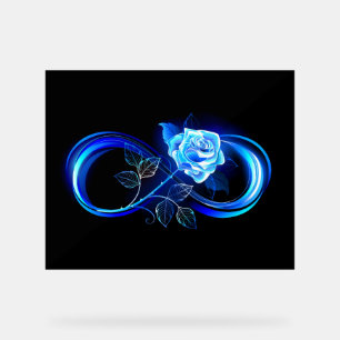 Glowing infinity with blue rose acrylic sign