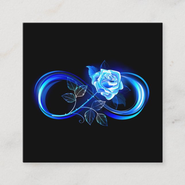 Glowing infinity with blue rose appointment card (Front)
