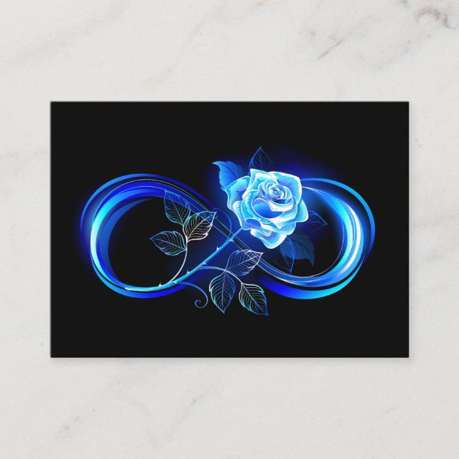 Glowing infinity with blue rose appointment card (Front)