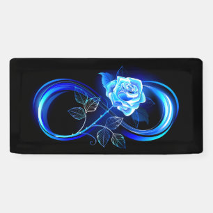 Glowing infinity with blue rose banner