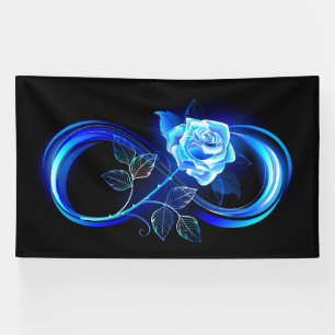 Glowing infinity with blue rose banner