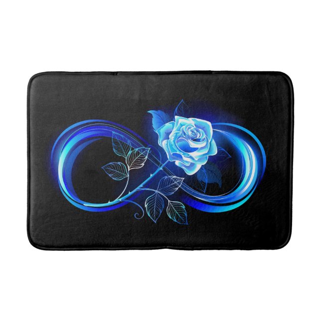 Glowing infinity with blue rose bath mat (Front)