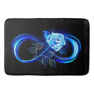 Glowing infinity with blue rose bath mat