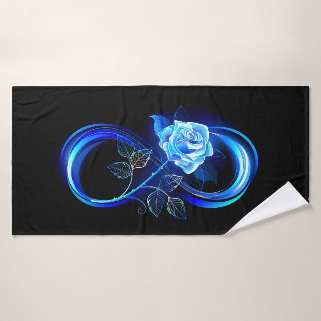 Glowing infinity with blue rose bath towel (Bath Towel)