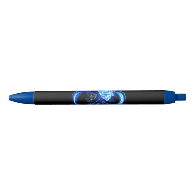 Glowing infinity with blue rose black ink pen (Front)
