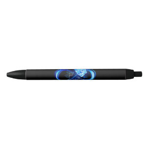 Glowing infinity with blue rose black ink pen
