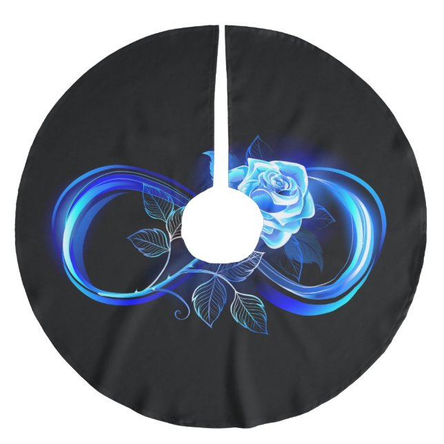 Glowing infinity with blue rose brushed polyester tree skirt (Front)