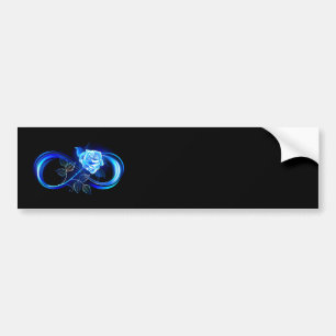 Glowing infinity with blue rose bumper sticker