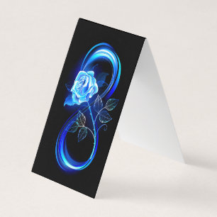 Glowing infinity with blue rose business card