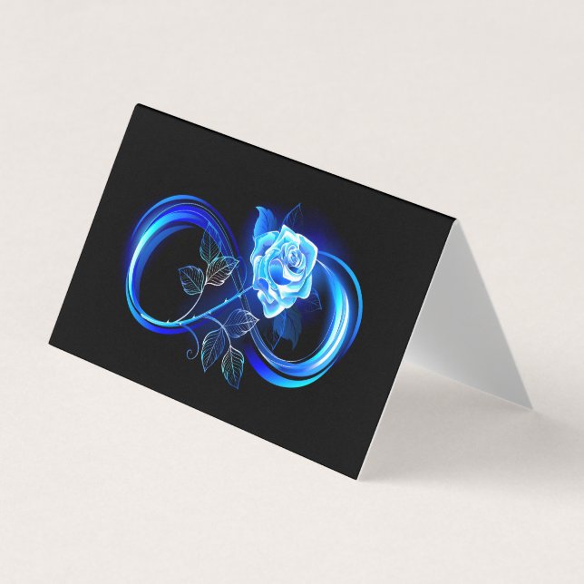 Glowing infinity with blue rose business card (Front)