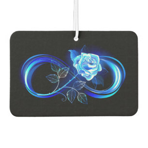 Glowing infinity with blue rose car air freshener
