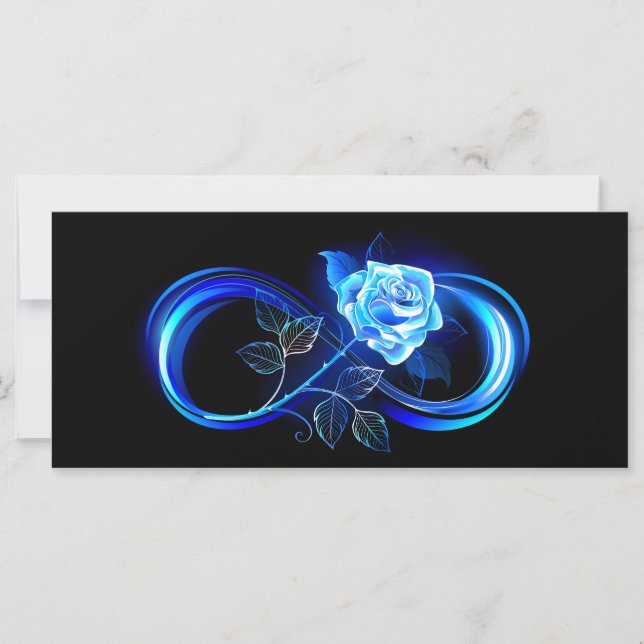 Glowing infinity with blue rose card (Front)