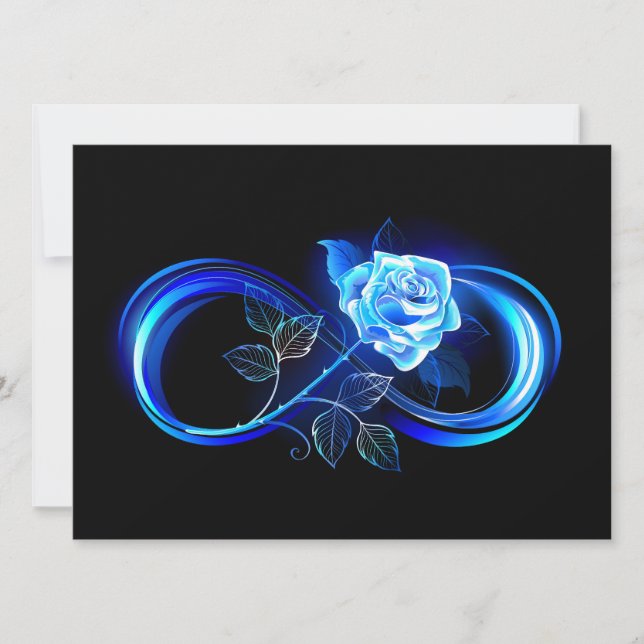 Glowing infinity with blue rose card (Front)