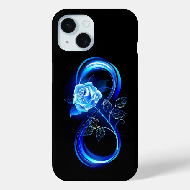 Glowing infinity with blue rose Case-Mate iPhone case (Back)
