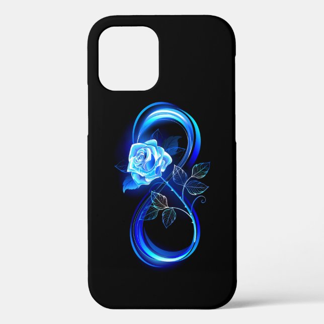 Glowing infinity with blue rose Case-Mate iPhone case (Back)