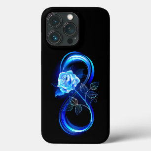 Glowing infinity with blue rose iPhone 13 pro case
