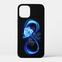 Glowing infinity with blue rose