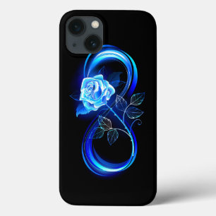 Glowing infinity with blue rose iPhone 13 case