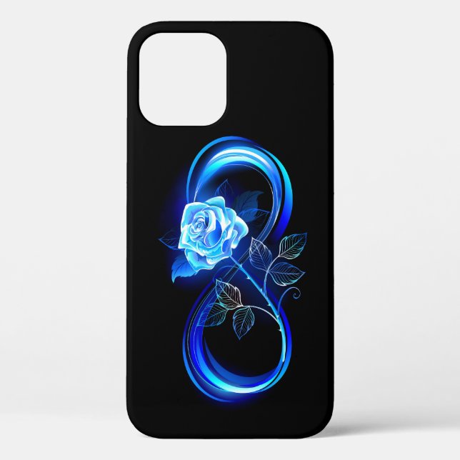 Glowing infinity with blue rose Case-Mate iPhone case (Back)