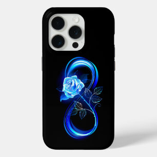 Glowing infinity with blue rose iPhone 15 pro case
