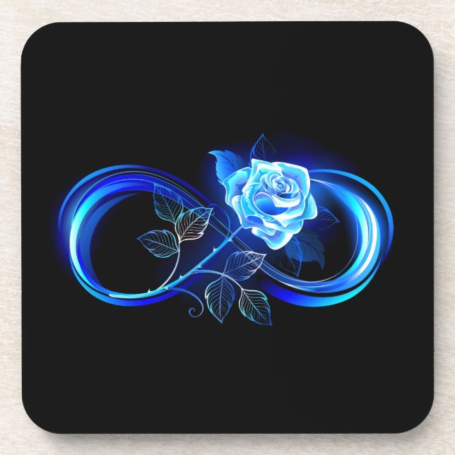 Glowing infinity with blue rose coaster (Front)