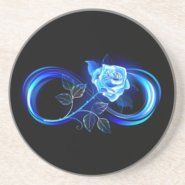 Glowing infinity with blue rose coaster (Front)