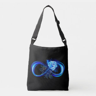 Glowing infinity with blue rose crossbody bag