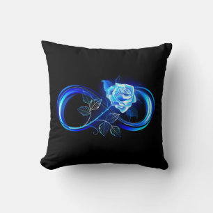 Glowing infinity with blue rose cushion