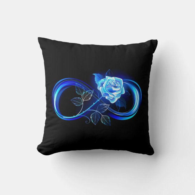 Glowing infinity with blue rose cushion (Front)