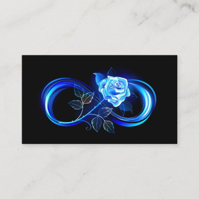 Glowing infinity with blue rose discount card (Front)