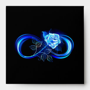 Glowing infinity with blue rose envelope