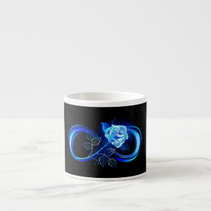 Glowing infinity with blue rose espresso cup