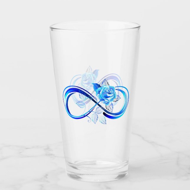 Glowing infinity with blue rose glass (Front)