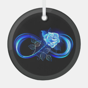 Glowing infinity with blue rose glass tree decoration