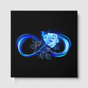 Glowing infinity with blue rose guest book