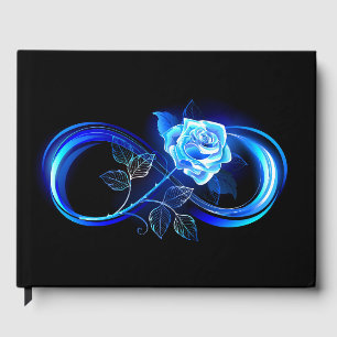 Glowing infinity with blue rose guest book
