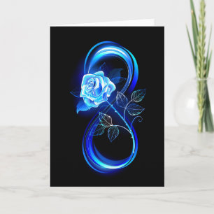 Glowing infinity with blue rose holiday card