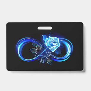 Glowing infinity with blue rose ID badge